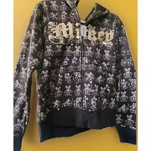 Disney Mickey Mouse Women's Hooded Jacket Large Foil Pattern New Tags A129 Nice